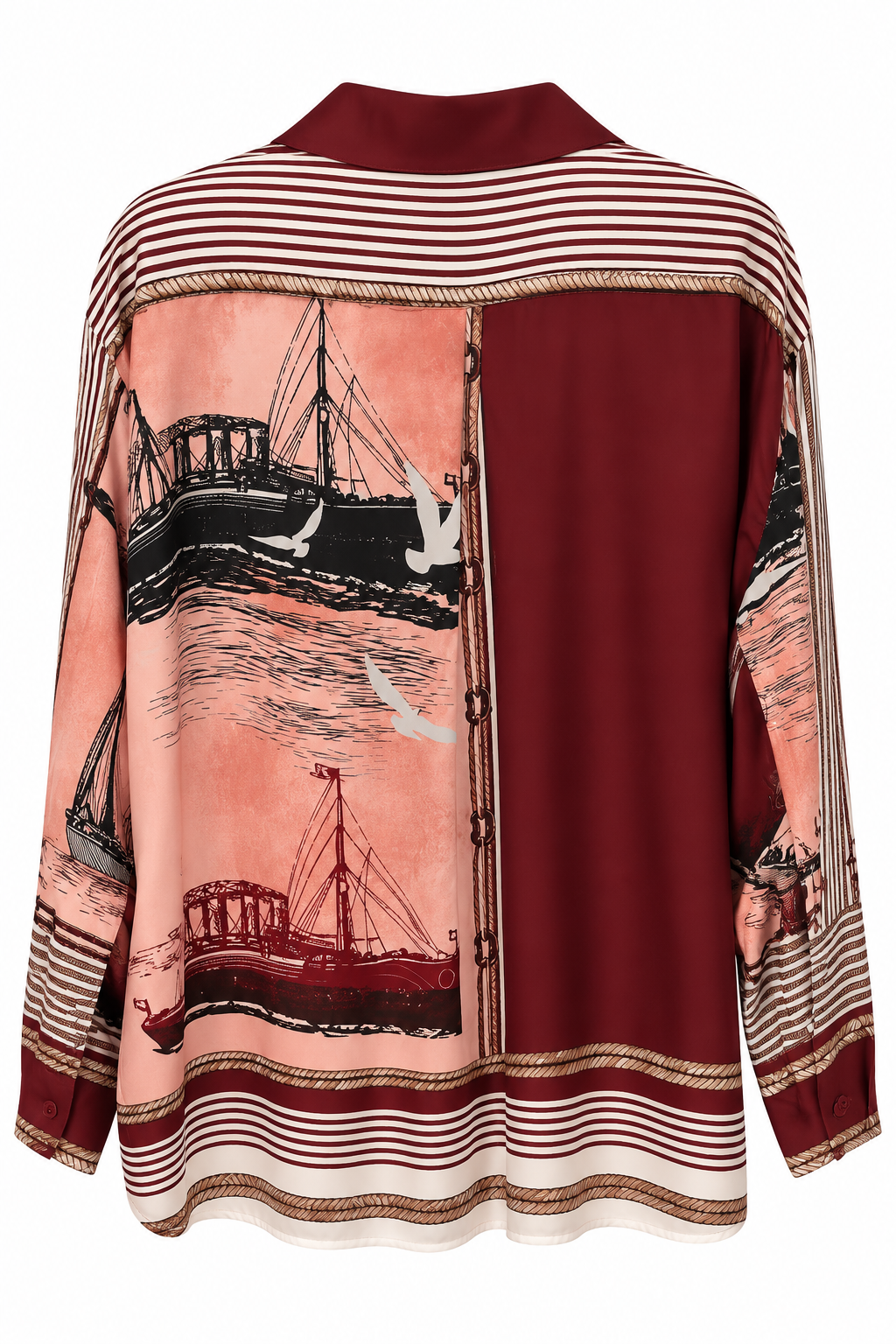 Burgundy Rose Nautical Satin Co-ord Set