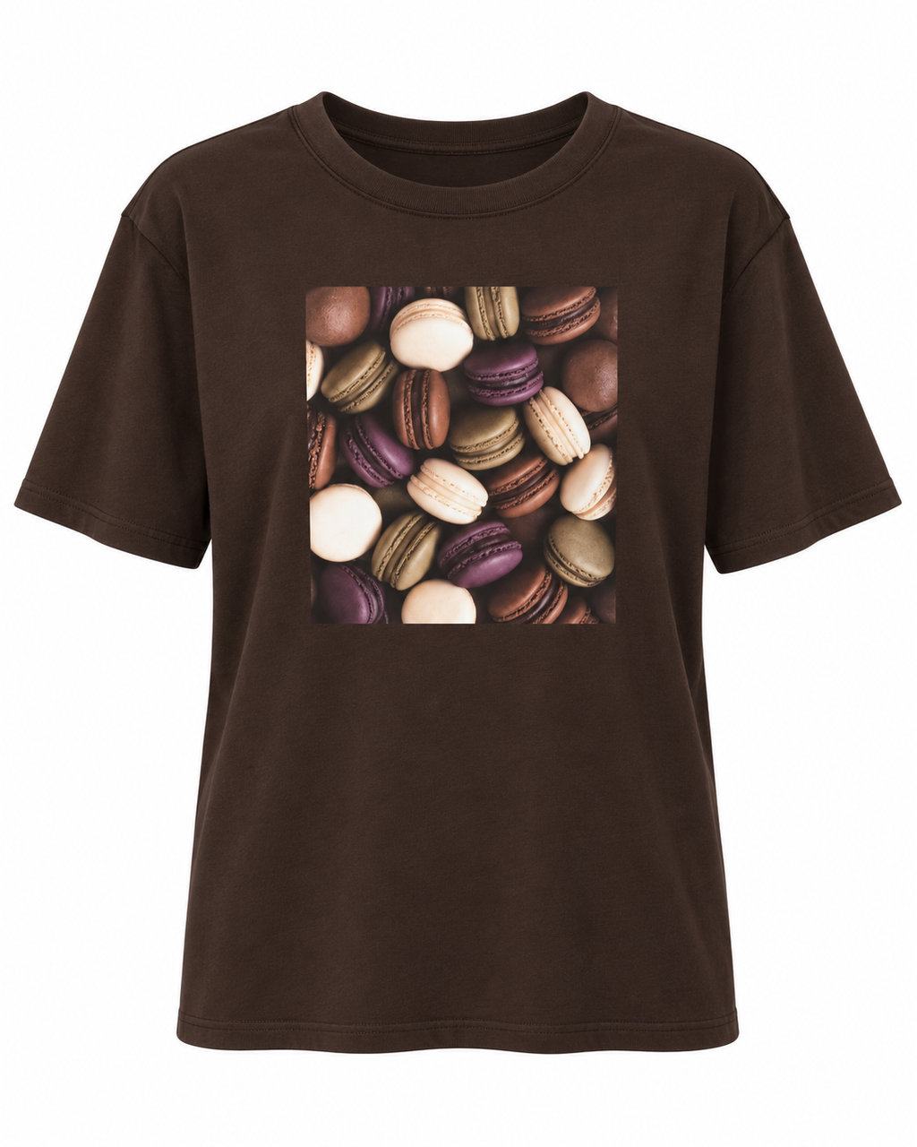 Chocolate Cotton Macaron Print T-Shirt
