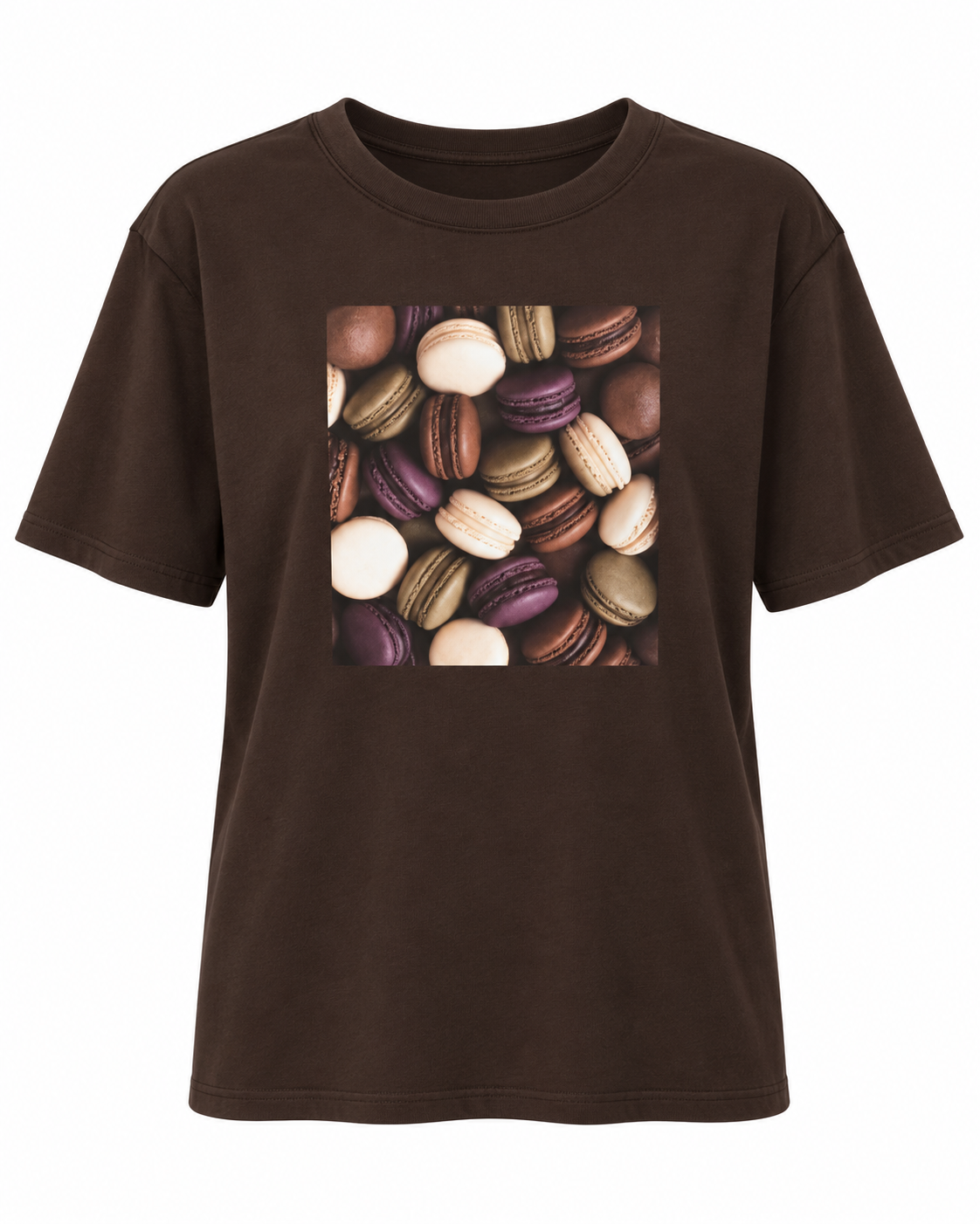Chocolate Cotton Macaron Print T-Shirt