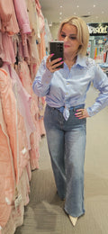 Pearl Embellished Tie-Front Shirt – "That Girl Approved"