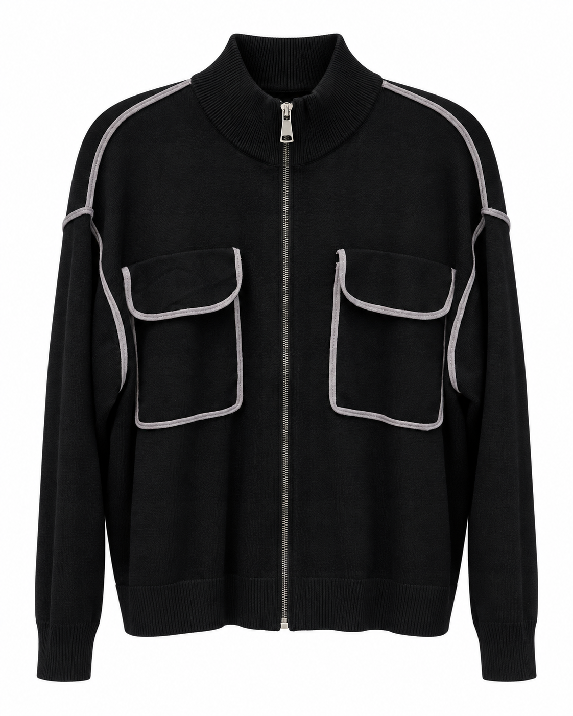 Black Knit Sport Set with Silver Trim