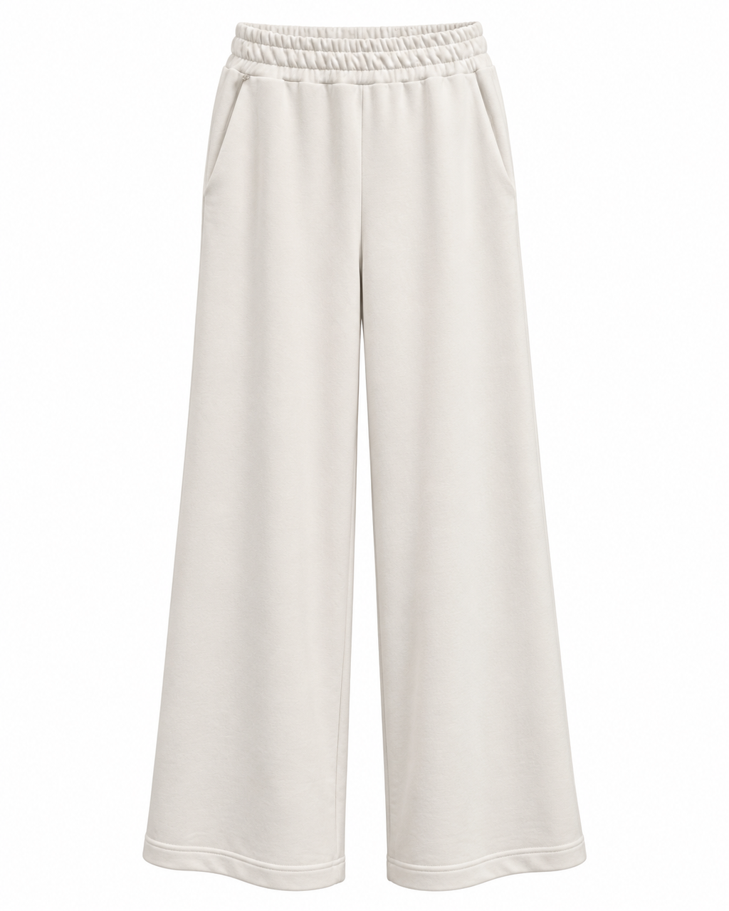 Ivory Wide-Leg Cotton Pants