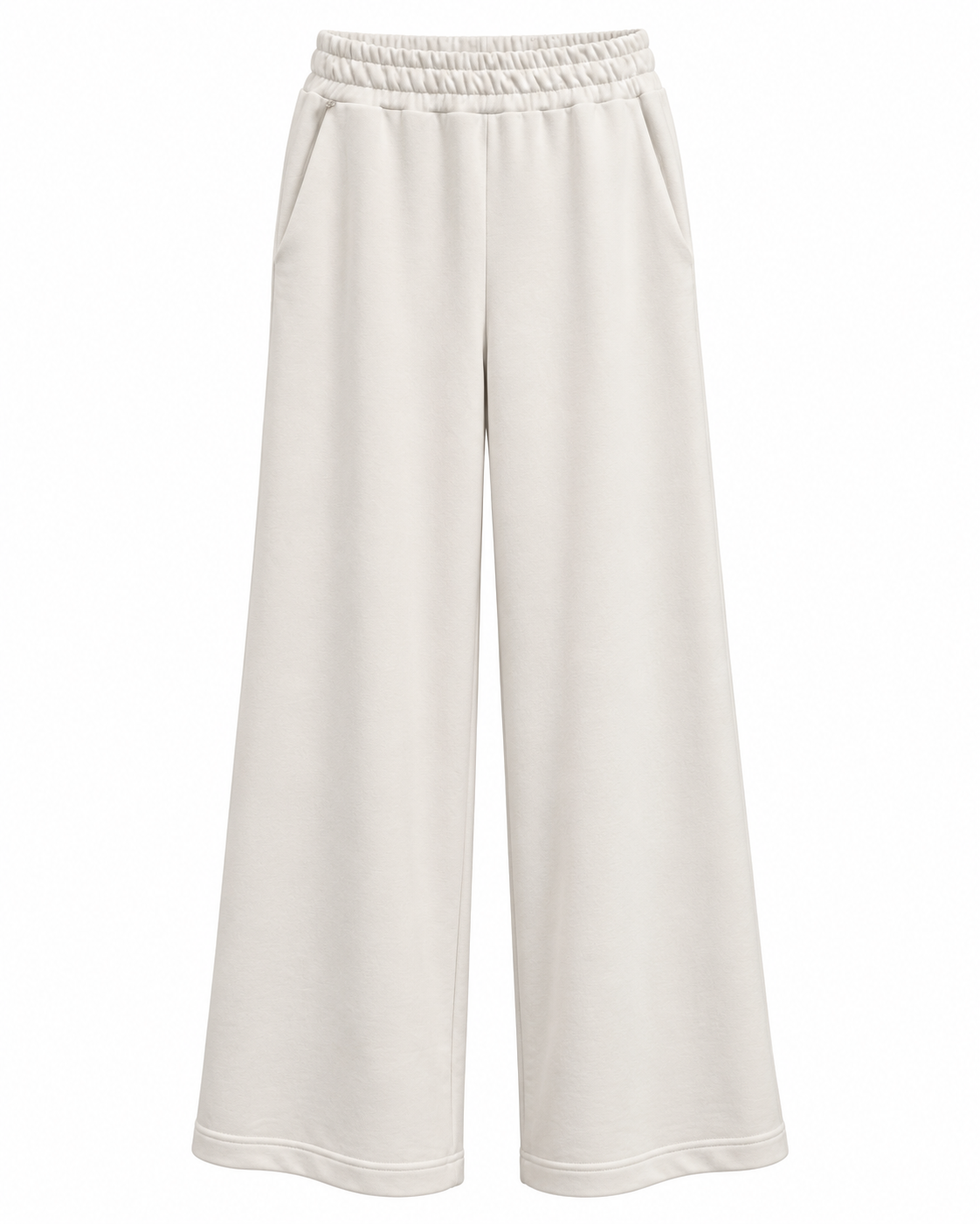 Ivory Wide-Leg Cotton Pants