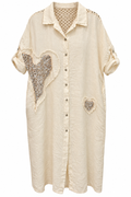 Ivory Linen Sequin Heart Dress