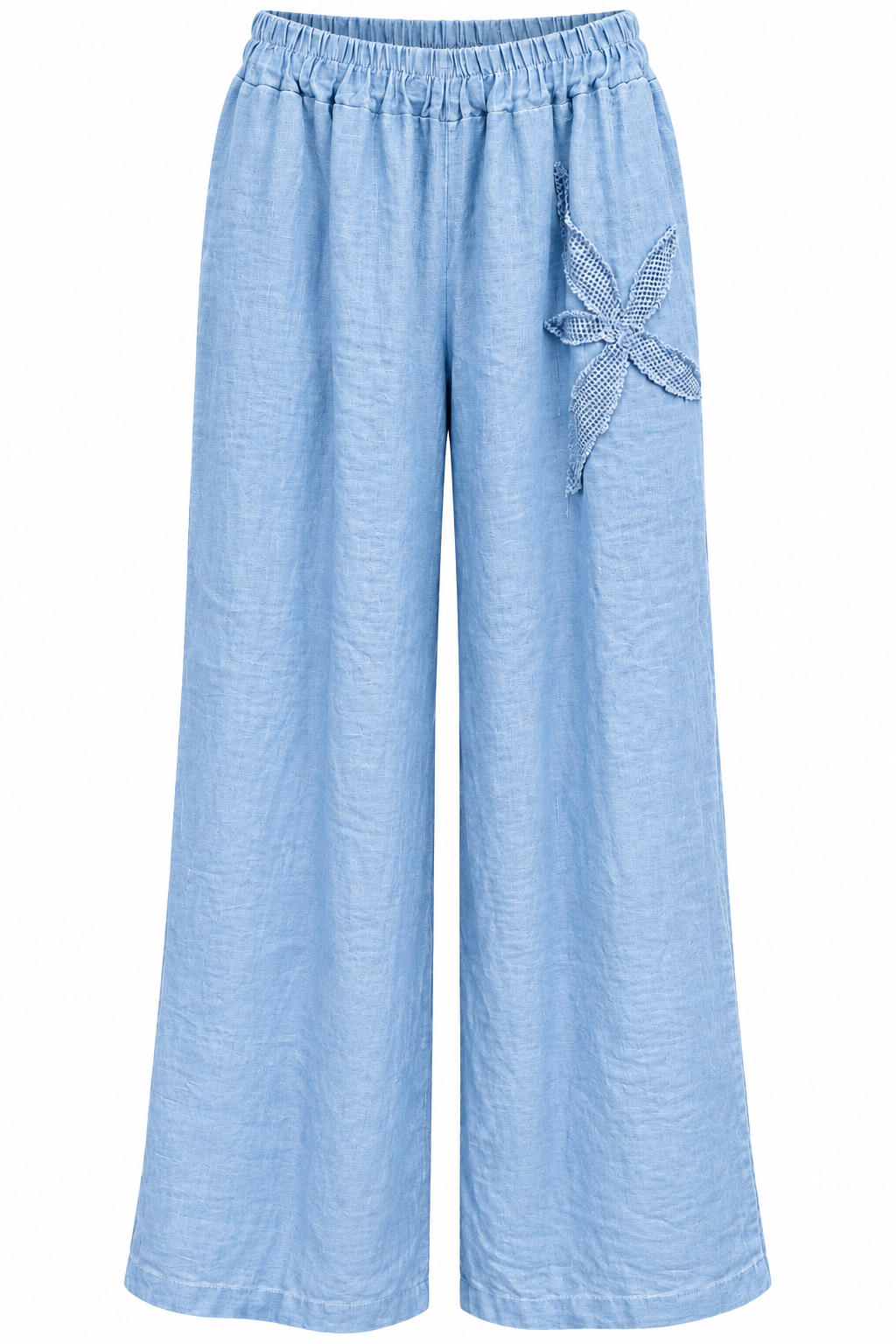 Sky Blue Linen Wide-Leg Trousers