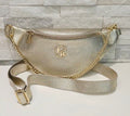 Gold Metallic Chain Belt Bag Genuine Leather