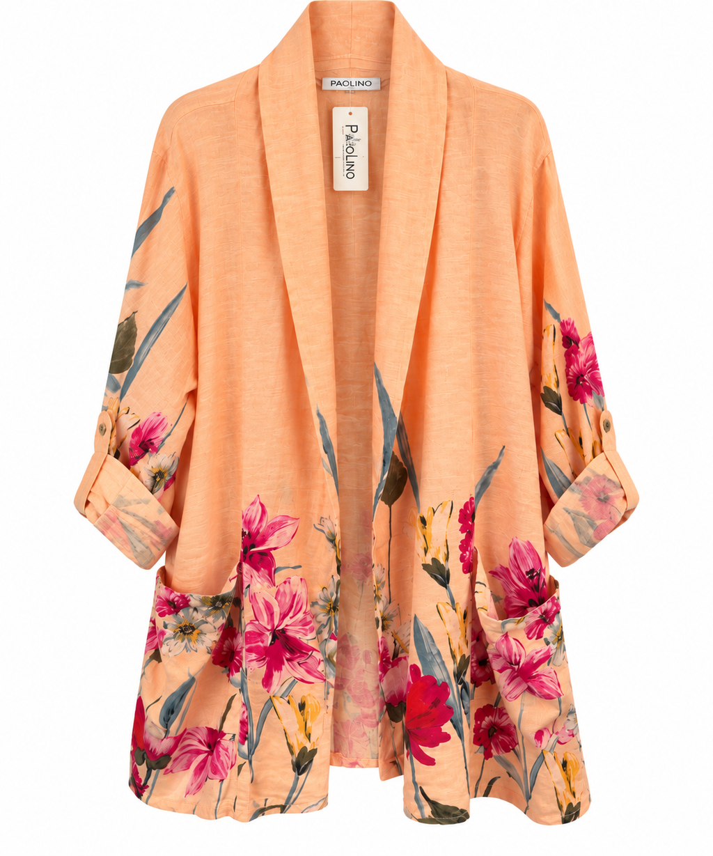 Peach Floral Linen Jacket