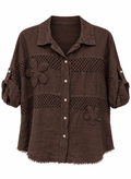 Chocolate Linen Floral Lace Shirt