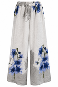 Floral Linen Wide-Leg Trousers
