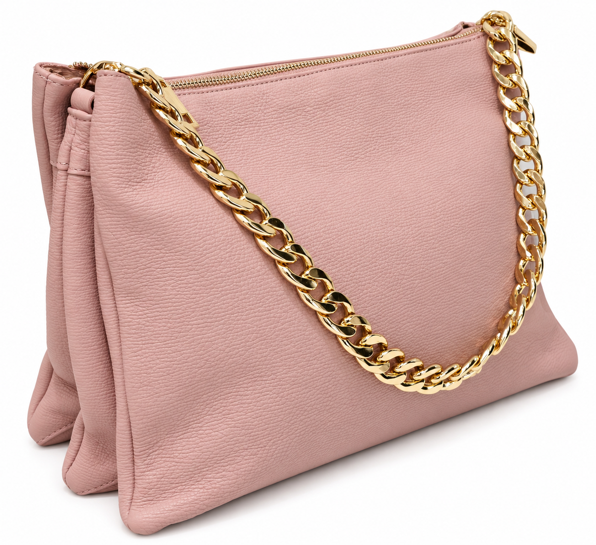Dusty Rose Chain Shoulder Bag Genuine Leather