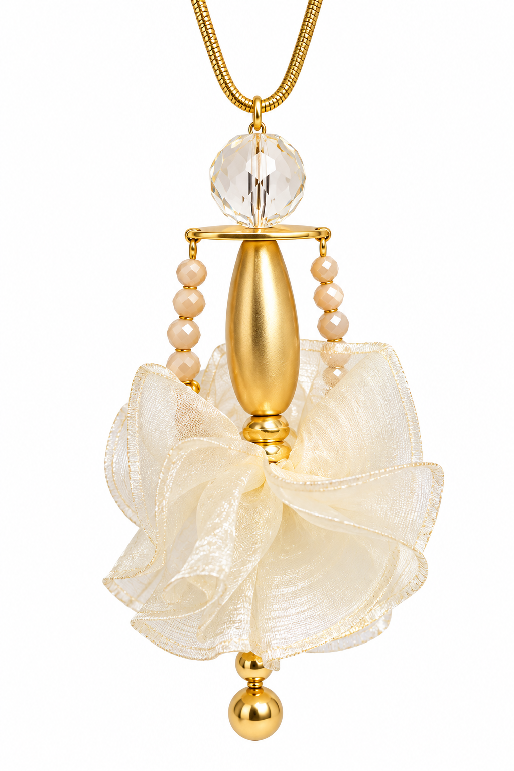 Gold & Ivory Floral Pendant Necklace