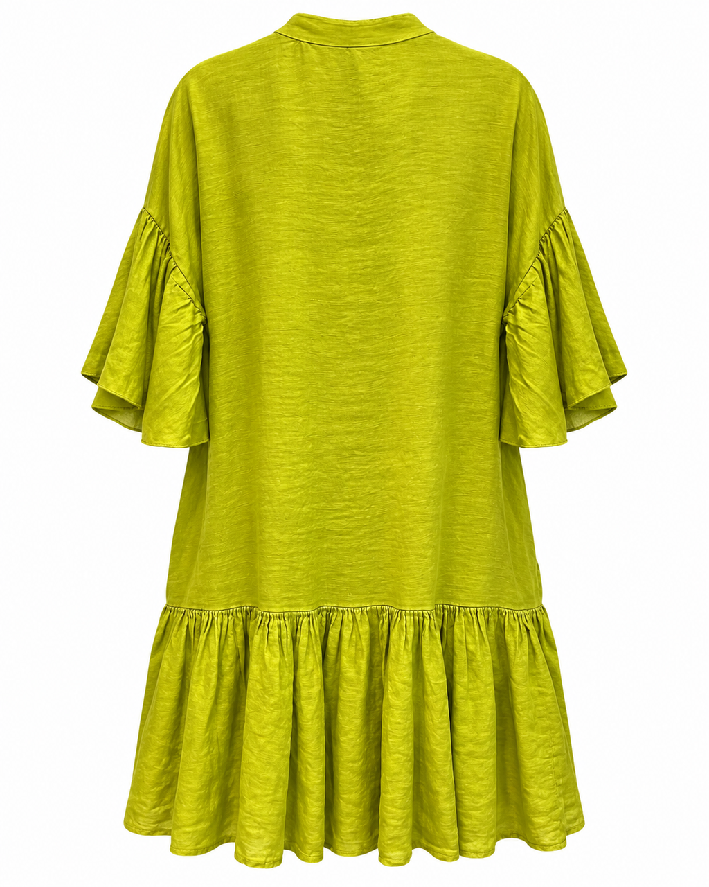 Lime Green Ruffle Shirt Dress
