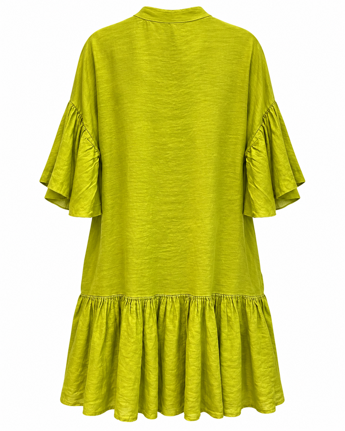 Lime Green Ruffle Shirt Dress
