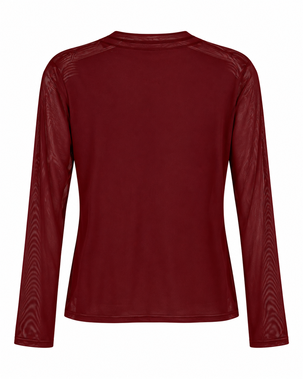 Burgundy Mesh Rose-Detail Blouse