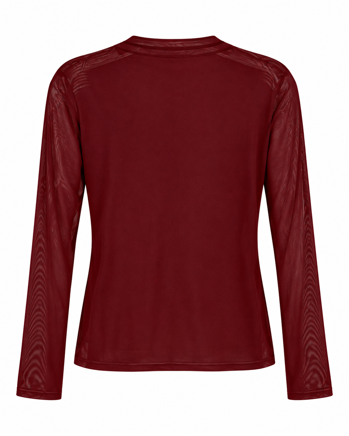 Burgundy Mesh Rose-Detail Blouse