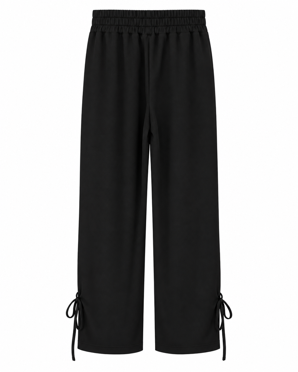 Black Wide-Leg Pants with Gold Zip