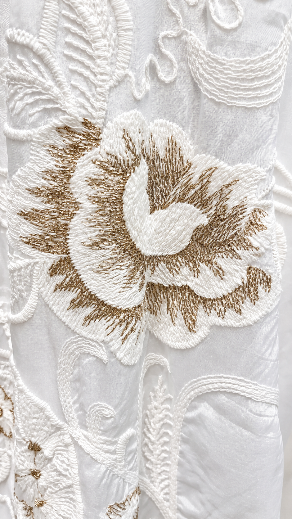 White Lace-Sleeve Silk Blouse