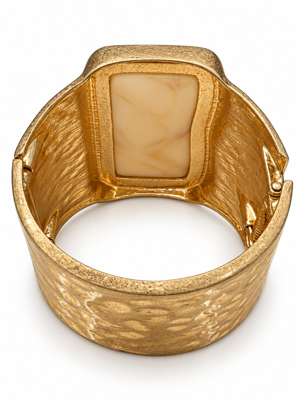 Hammered Gold Stone Cuff Bracelet