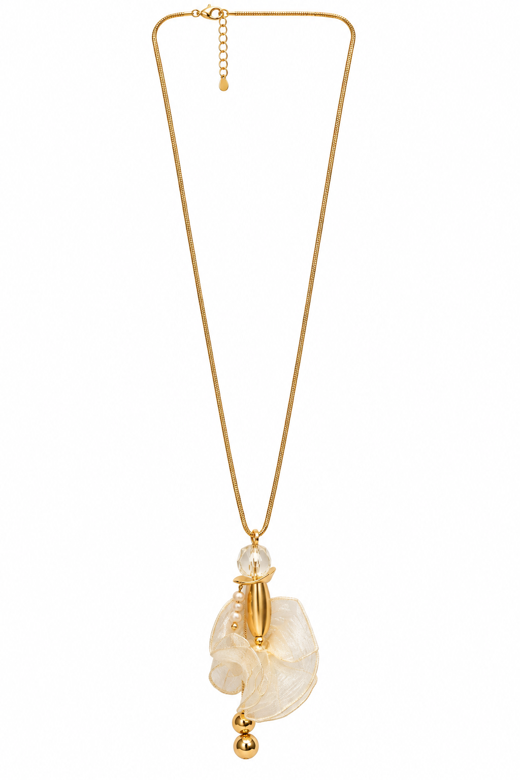Gold & Ivory Floral Pendant Necklace