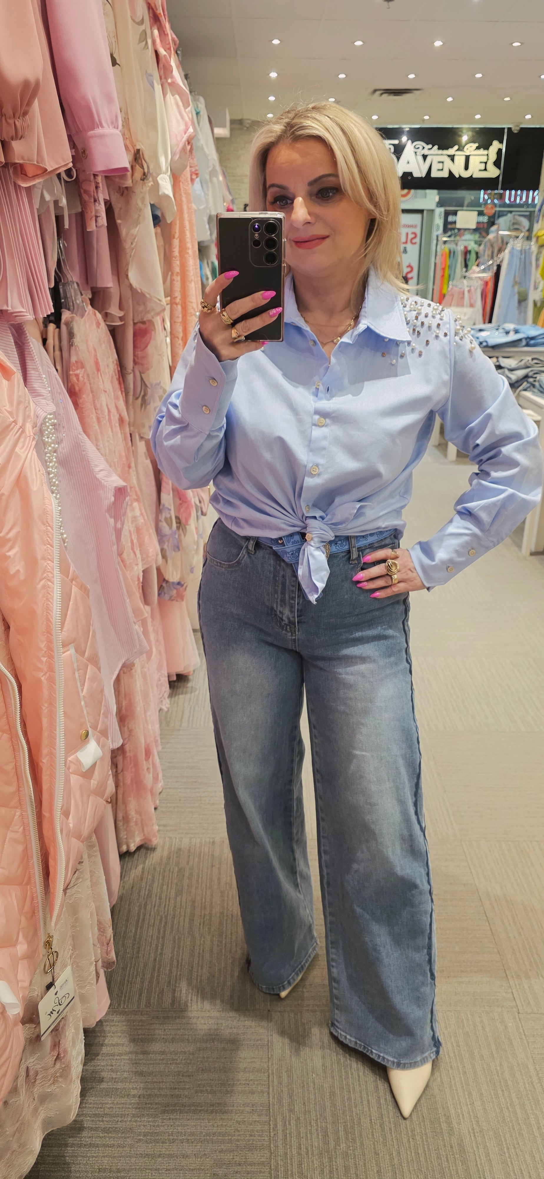 Pearl Embellished Tie-Front Shirt – "That Girl Approved"
