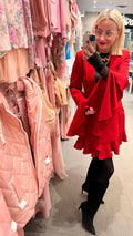 Red Ruffle Mini Dress fits S/M