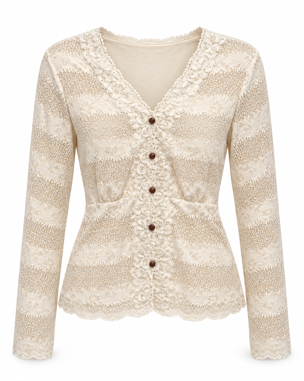 Ivory Lace Button-Down Top