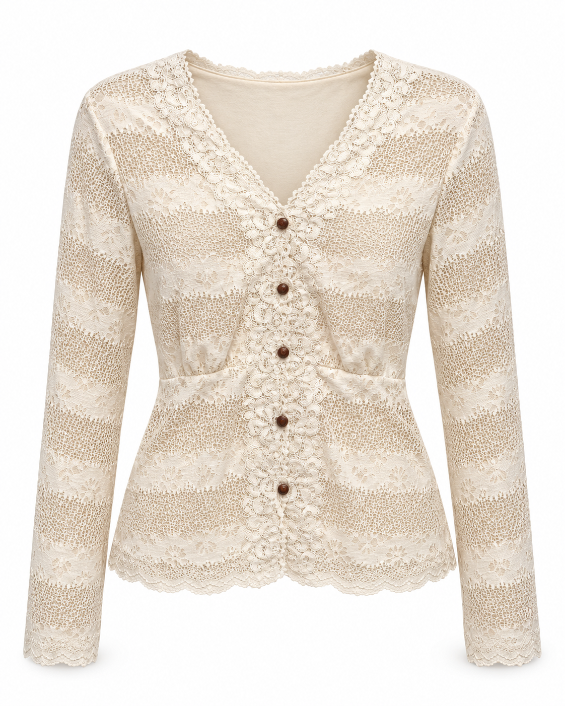 Ivory Lace Button-Down Top