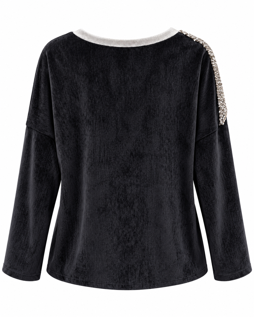 Deep Navy Corduroy Star Embellished Top