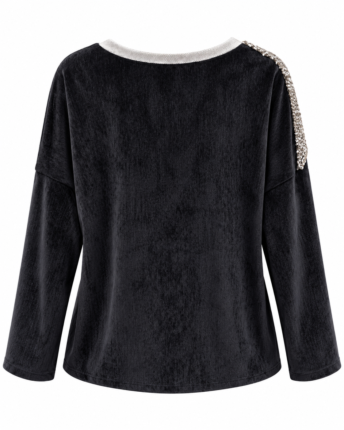Deep Navy Corduroy Star Embellished Top