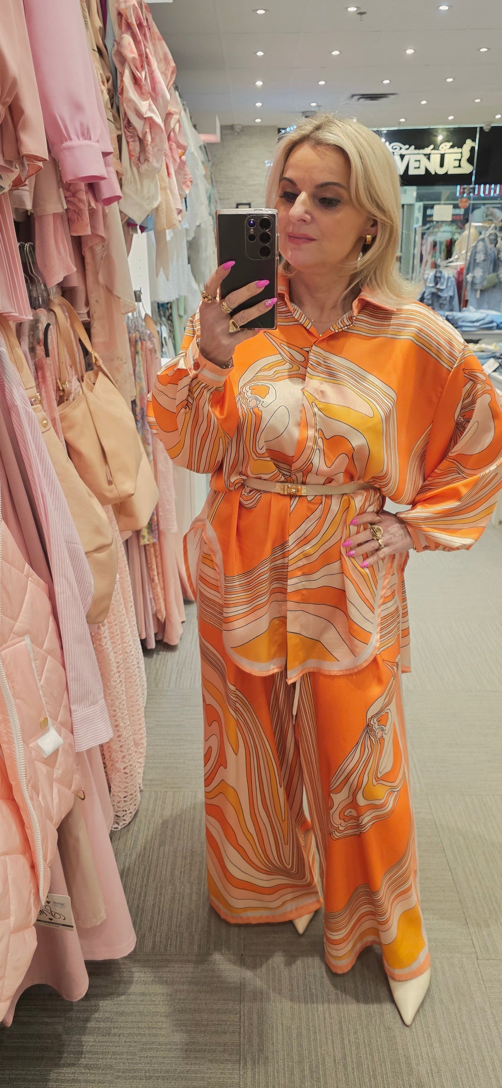 Oversized Satin Set – Blouse & Pants Horse Print fits S/M/L