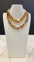 Double layers golden detail necklace