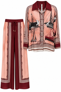 Burgundy Rose Nautical Satin Co-ord Set