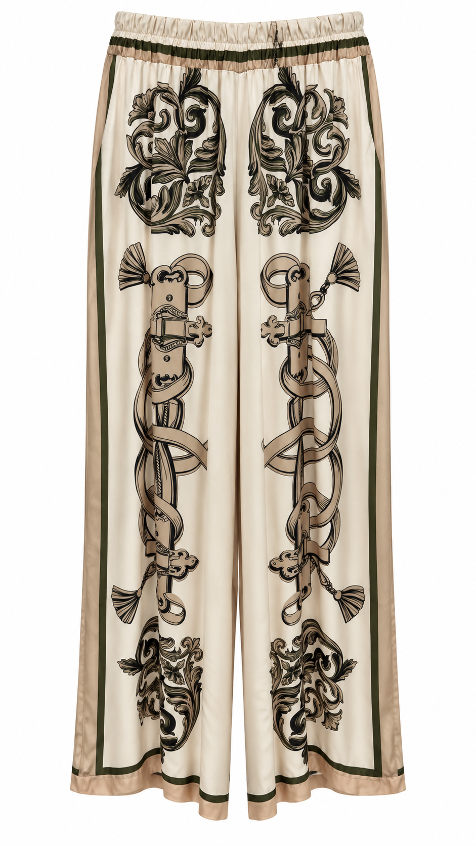 Ivory Baroque Print Satin Set