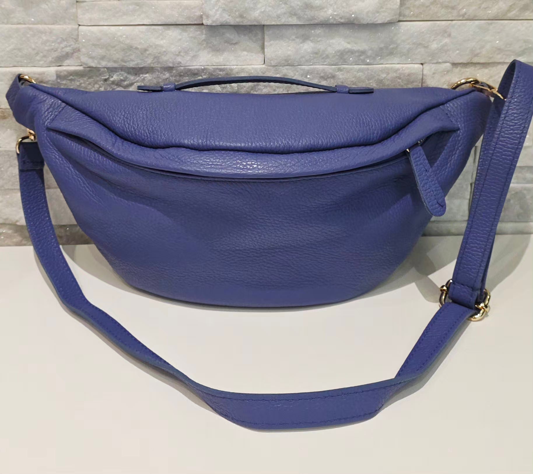 Periwinkle Blue Crescent Crossbody Bag