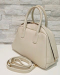 Cream Dome Satchel Bag Genuine Leather