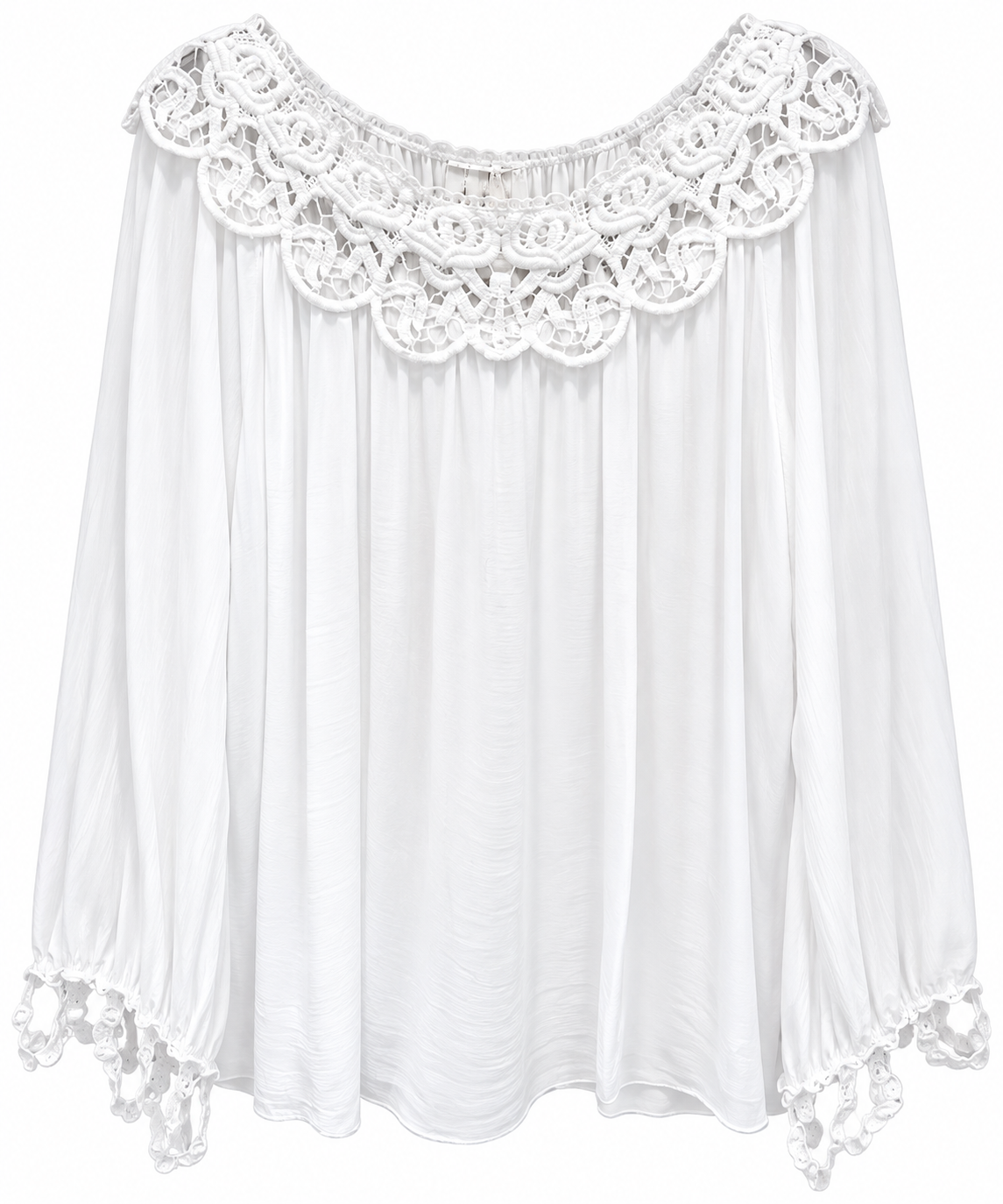 Elegant White Lace-Collar Blouse