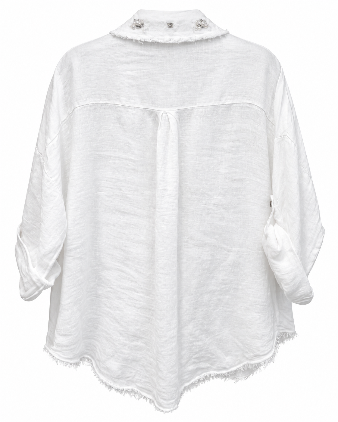 White Linen Crystal-Embellished Shirt