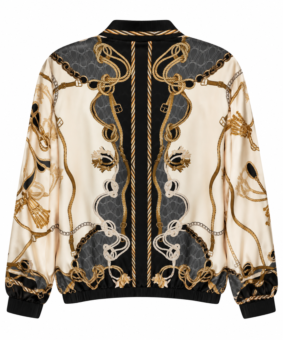 Baroque Chain Print Bomber Jacket & Wide-Leg Trouser Set