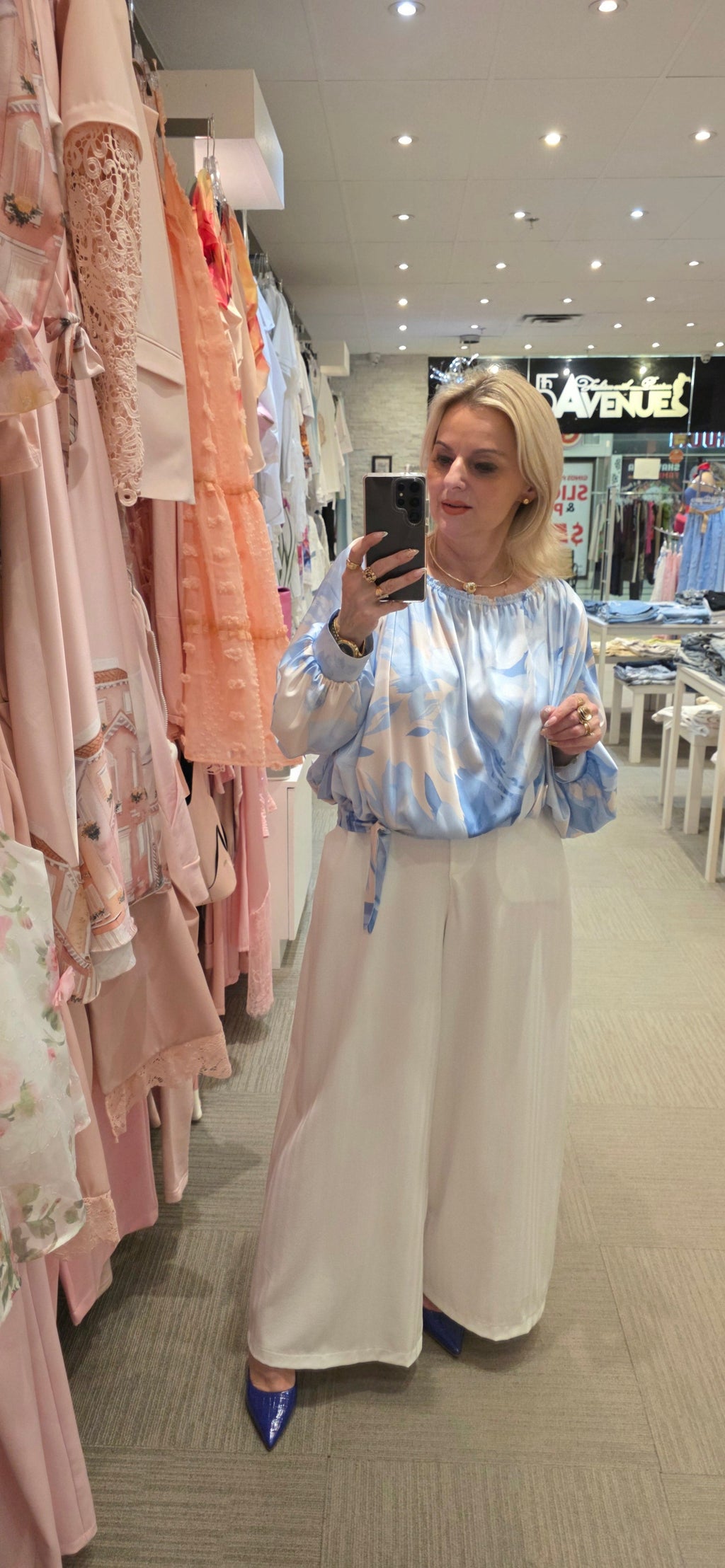 Sky Blue Satin Blouse