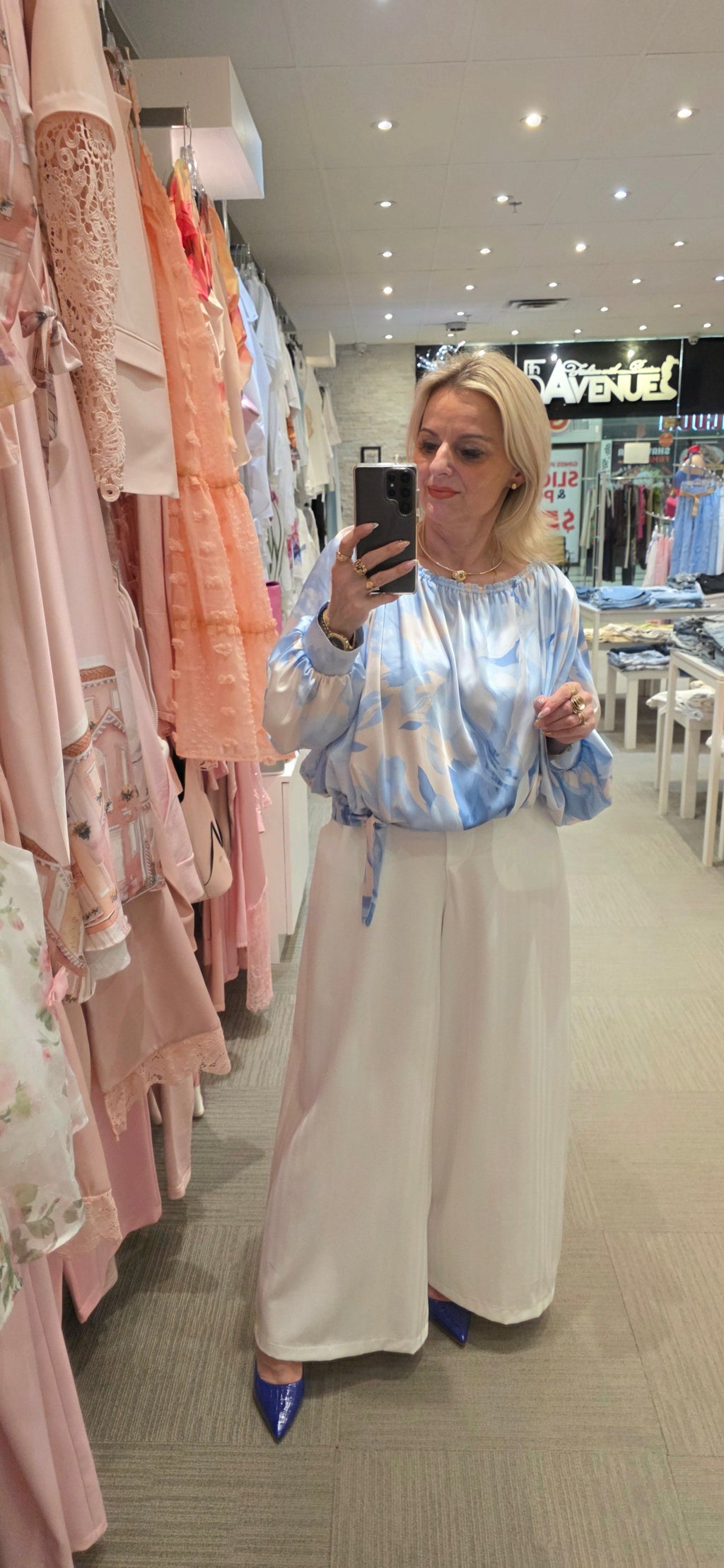 Sky Blue Satin Blouse
